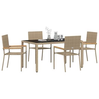 Tuin Eetset 5 pcs Beige 150 x 90 x 75 cm poly rattan