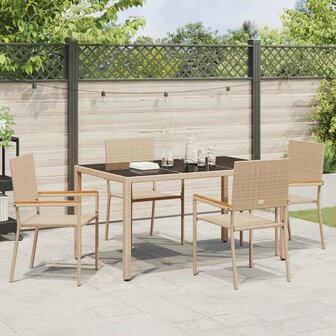Tuin Eetset 5 pcs Beige 150 x 90 x 75 cm poly rattan