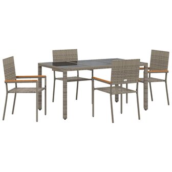 Tuin Eetset 5 pcs Grijs 150 x 90 x 75 cm poly rattan