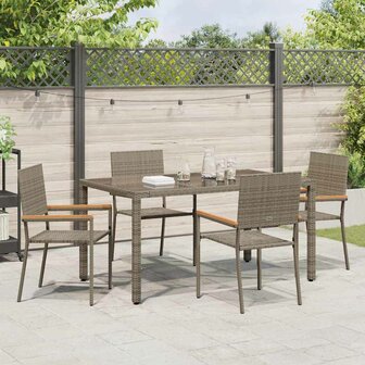 Tuin Eetset 5 pcs Grijs 150 x 90 x 75 cm poly rattan