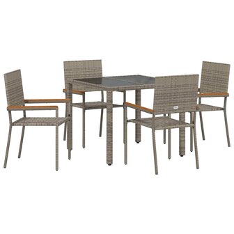Tuin Eetset 5 pcs Grijs 90 x 90 x 75 cm poly rattan
