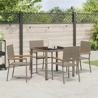 Tuin Eetset 5 pcs Grijs 90 x 90 x 75 cm poly rattan