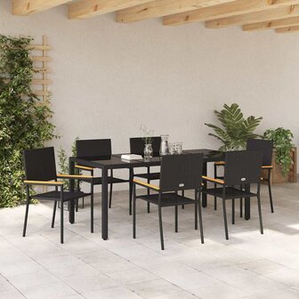 Tuin Eetset 7 pcs Zwart 150 x 90 x 75 cm poly rattan