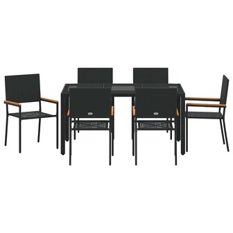 Tuin Eetset 7 pcs Zwart 150 x 90 x 75 cm poly rattan