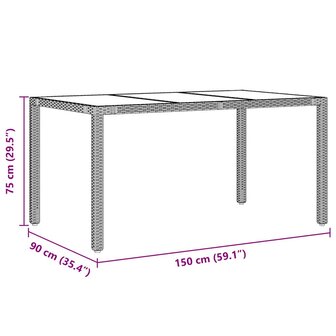 Tuin Eetset 7 pcs Zwart 150 x 90 x 75 cm poly rattan