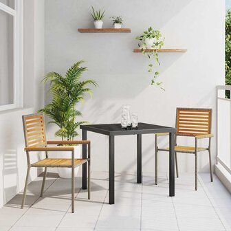 Tuinstapelstoelen 2 pcs Bruin en Grijs