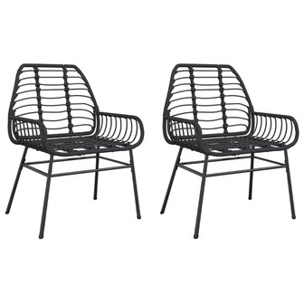 Tuinstoelen 2 st poly rattan zwart