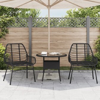 Tuinstoelen 2 st poly rattan zwart