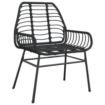 Tuinstoelen 2 st poly rattan zwart