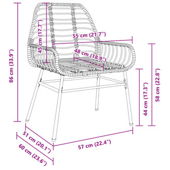 Tuinstoelen 2 st poly rattan zwart