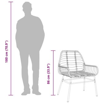 Tuinstoelen 2 st poly rattan zwart