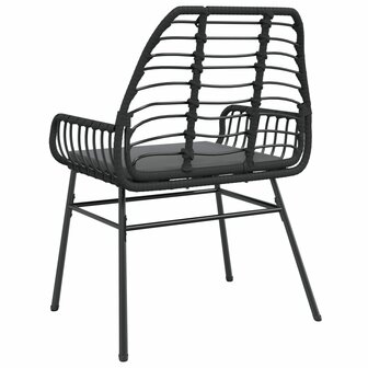 Tuinstoelen 2 st met kussens poly rattan zwart
