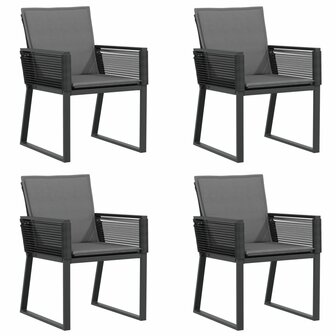 Tuinstoelen 4 st met kussens poly rattan zwart