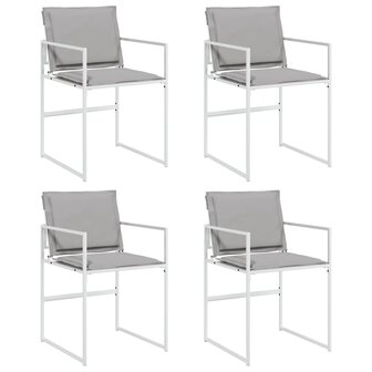 Tuinstoelen 4 st met kussens staal en textileen wit