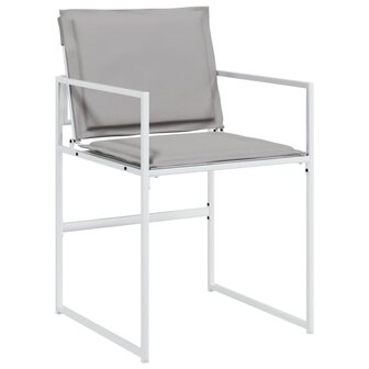 Tuinstoelen 4 st met kussens staal en textileen wit