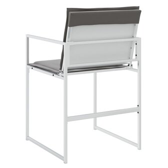 Tuinstoelen 4 st met kussens staal en textileen wit