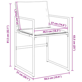 Tuinstoelen 4 st met kussens staal en textileen wit