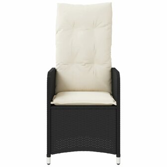 Tuinstoelen 2 st verstelbaar met kussens poly rattan zwart