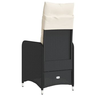 Tuinstoelen 2 st verstelbaar met kussens poly rattan zwart