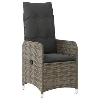 Tuinstoelen 2 st verstelbaar met tafel poly rattan grijs