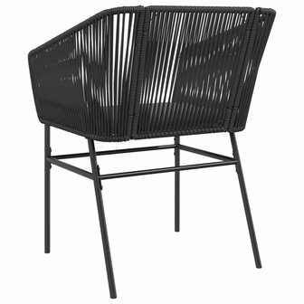 Tuinstoelen 2 st met kussens poly rattan zwart