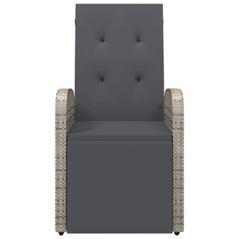 Tuinstoelen 2 st verstelbaar met kussens poly rattan grijs