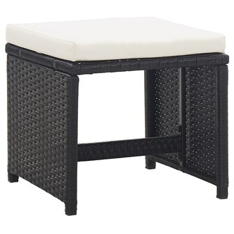 Tuinkrukken 2 st met kussens poly rattan zwart