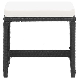 Tuinkrukken 2 st met kussens poly rattan zwart