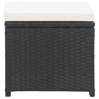 Tuinkrukken 2 st met kussens poly rattan zwart
