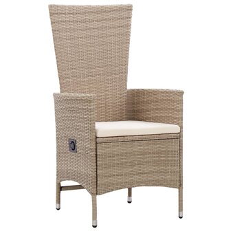 Tuinstoelen 2 st met kussens poly rattan beige