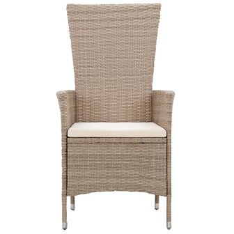 Tuinstoelen 2 st met kussens poly rattan beige