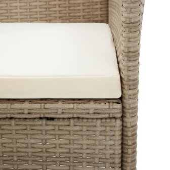 Tuinstoelen 2 st met kussens poly rattan beige