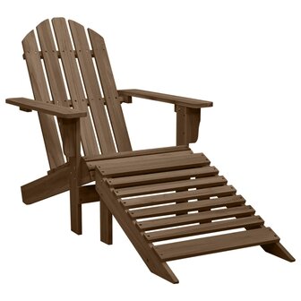Tuinstoel met voetenbank hout bruin