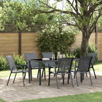 Tuinstoelen stapelbaar 6 st textileen stof grijs