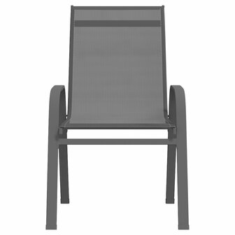 Tuinstoelen stapelbaar 6 st textileen stof grijs