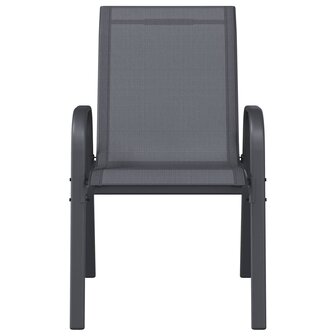 Tuinstoelen stapelbaar 6 st textileen stof grijs