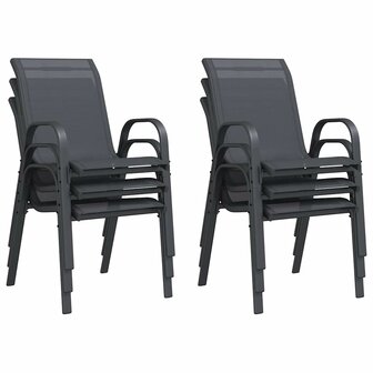 Tuinstoelen stapelbaar 6 st textileen stof grijs