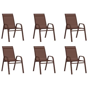 Tuinstoelen stapelbaar 6 st textileen stof bruin