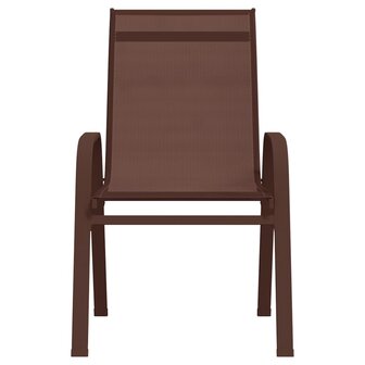 Tuinstoelen stapelbaar 6 st textileen stof bruin