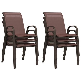 Tuinstoelen stapelbaar 6 st textileen stof bruin