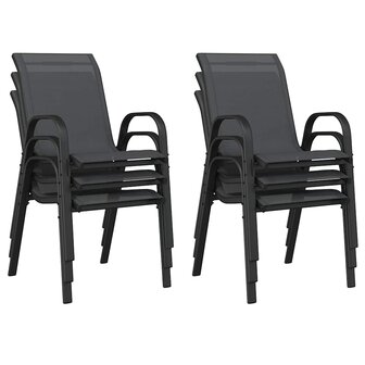 Tuinstoelen stapelbaar 6 st textileen stof zwart