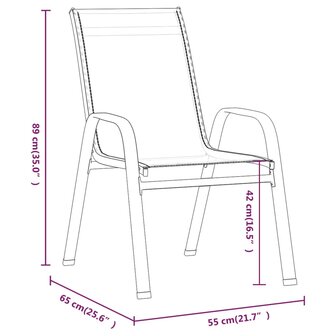 Tuinstoelen stapelbaar 4 st textileen stof bruin