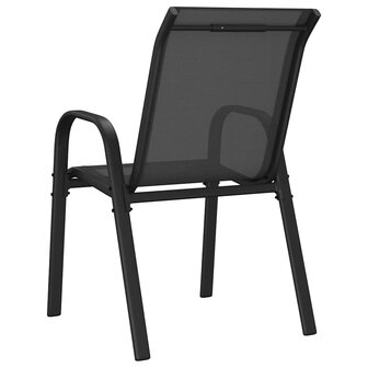 Tuinstoelen stapelbaar 4 st textileen stof zwart
