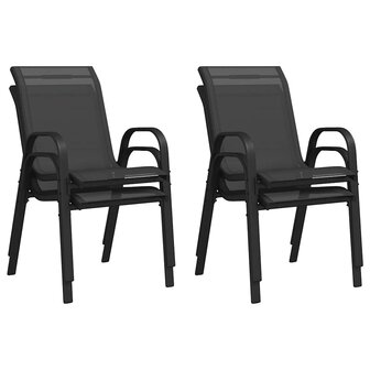 Tuinstoelen stapelbaar 4 st textileen stof zwart