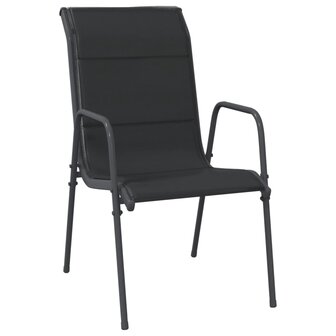 Tuinstoelen 6 st staal en textileen zwart