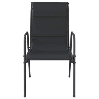 Tuinstoelen 6 st staal en textileen zwart