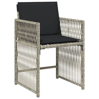 Tuinstoelen 4 st met kussens poly rattan lichtgrijs