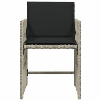 Tuinstoelen 4 st met kussens poly rattan lichtgrijs
