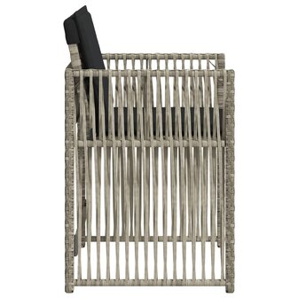 Tuinstoelen 4 st met kussens poly rattan lichtgrijs