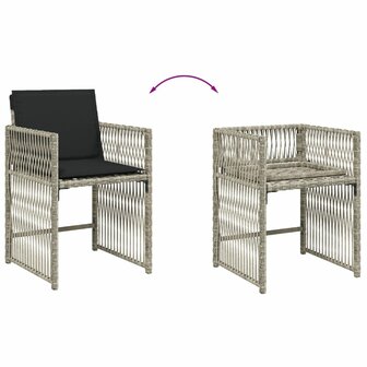 Tuinstoelen 4 st met kussens poly rattan lichtgrijs